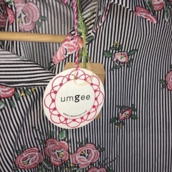 NWT Umgee Rose Striped Button Down Blouse - Picture 9 of 9
